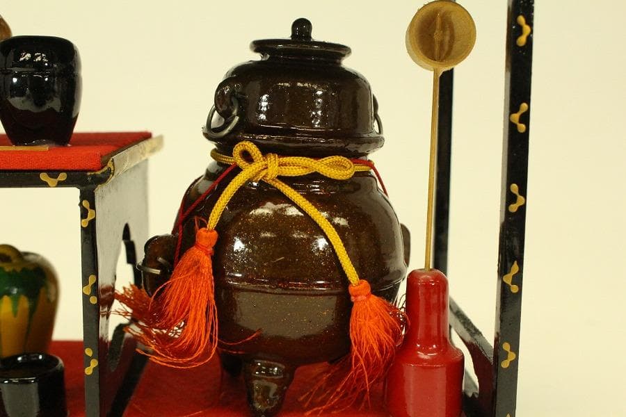 ミニチュア 古い 雛道具 木製 茶道具揃 火鉢一対(ZE358)