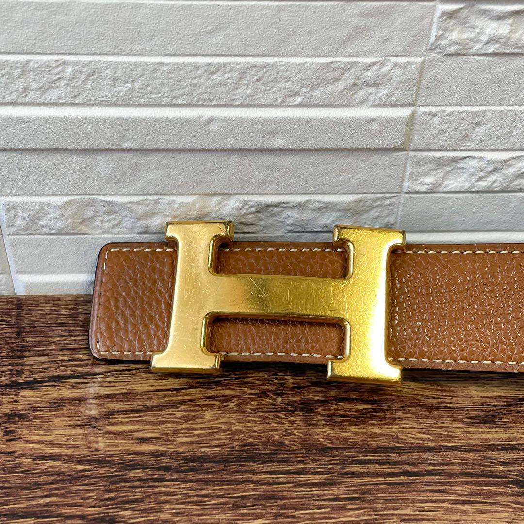 エルメス レザー コンスタンス Hバックル ゴールド金具 ベルト ブラウン