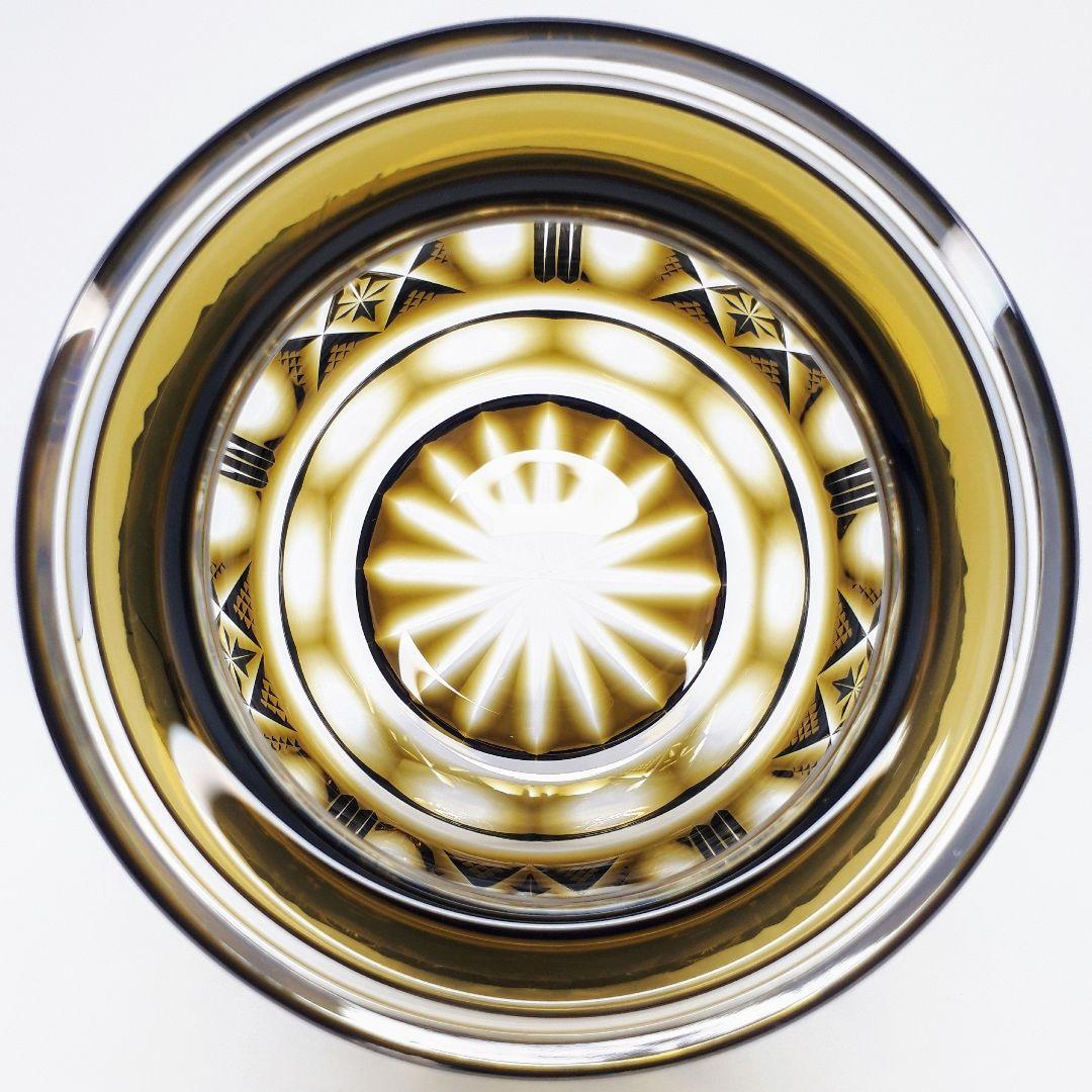 薩摩切子　黄色被せガラス　切子 シュガーポット　【 薩摩びーどろ工芸 】