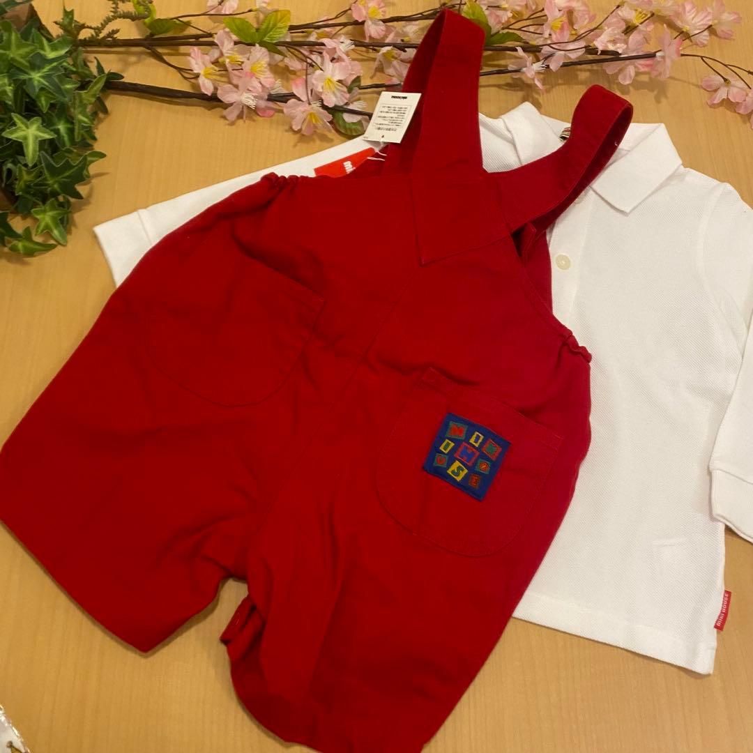 希少　新品タグ付き　ミキハウス立体クマリュックオーバーオールブラウスまとめセット