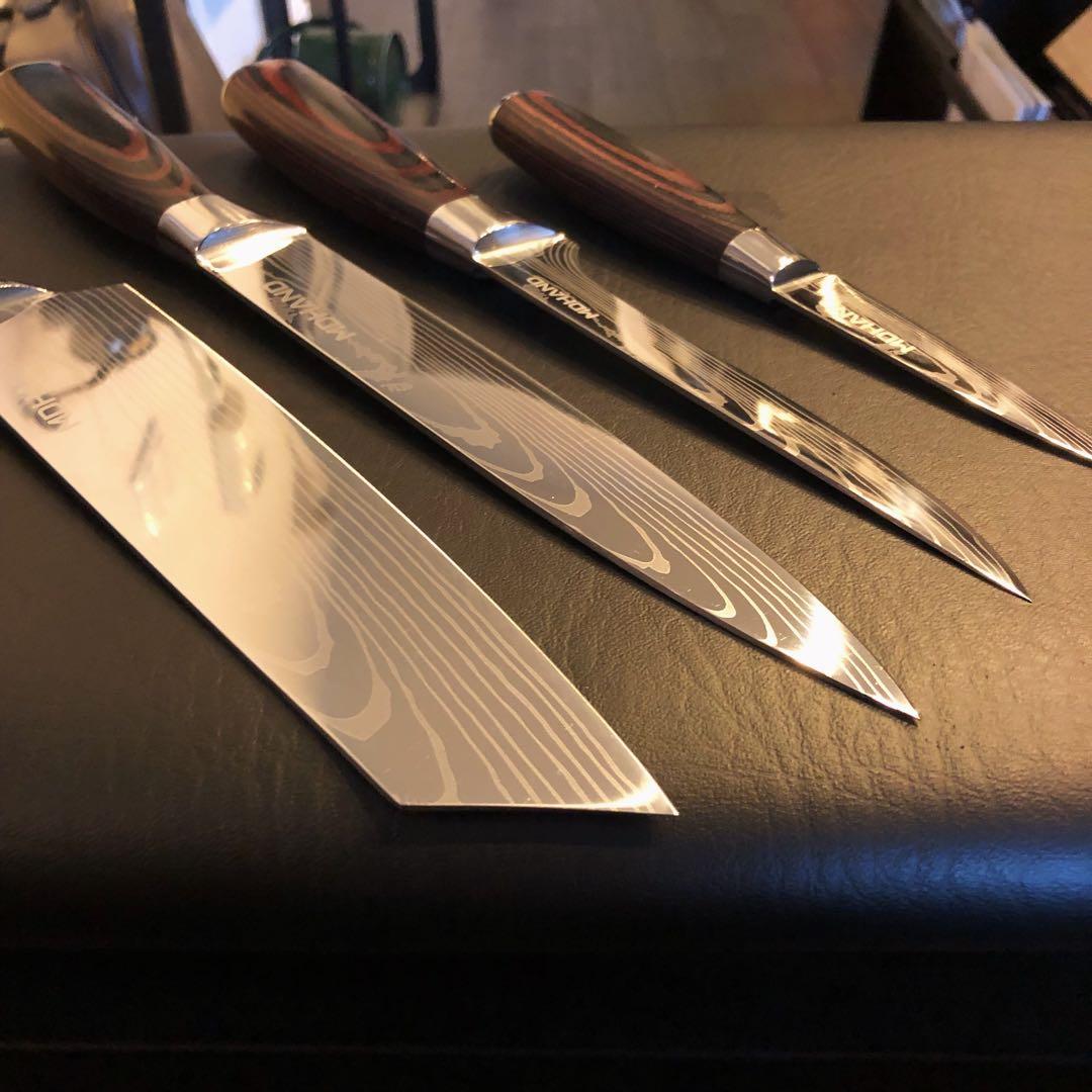 新品　高級三徳包丁　シェフナイフ　ダマスカス　包丁　フルーツナイフ　4本セット