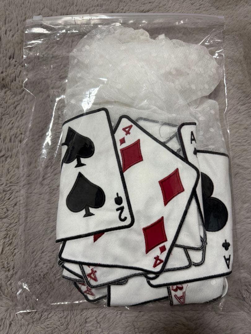 新品 ロリータ アリス風 トランプ柄エプロン 白