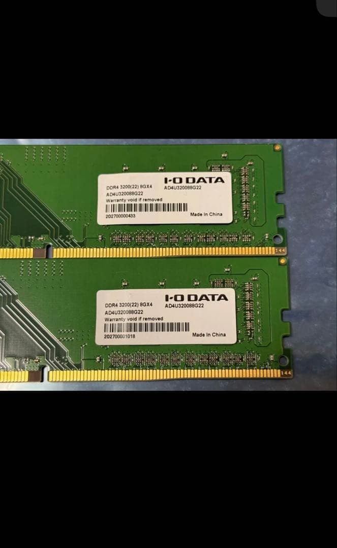 I-O DATA 8GB×2枚 PC4-3200 起動確認済みDDR4 3200