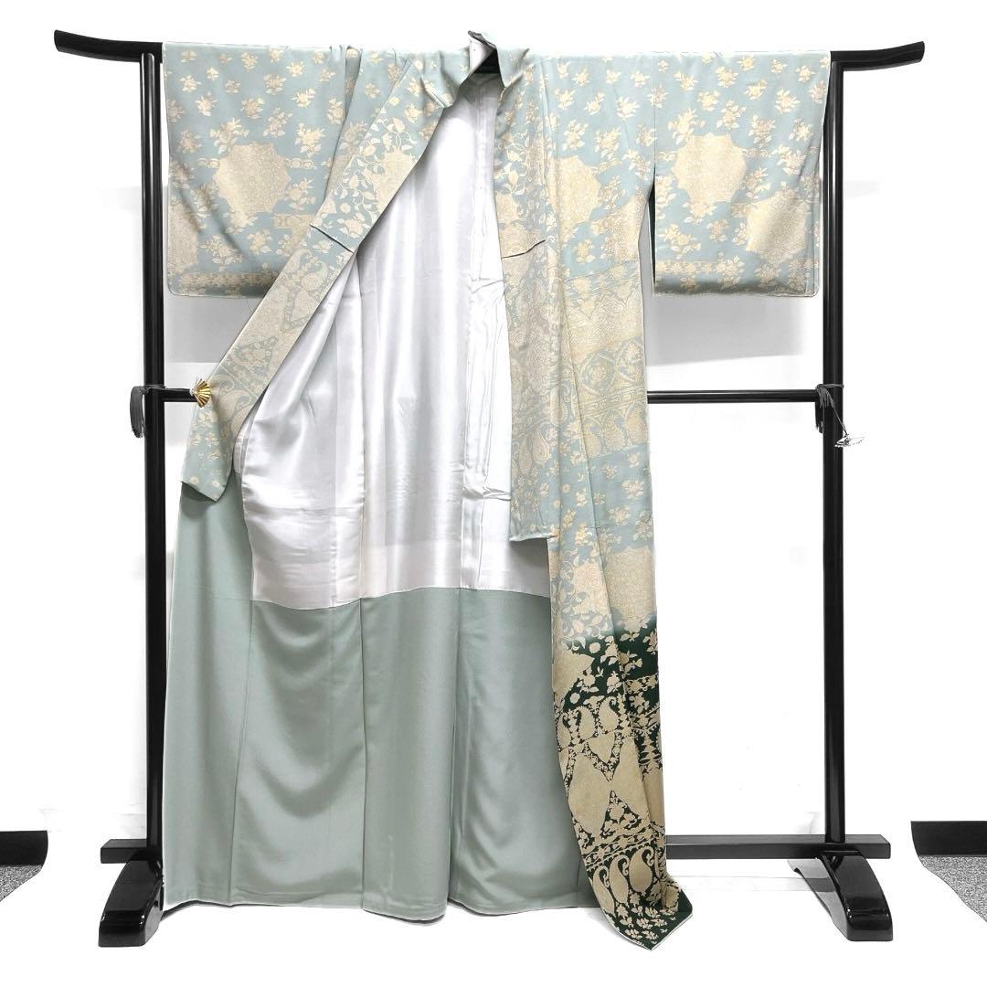 訪問着　金彩　華紋　ペイズリー　唐花　亀甲　着物　122a d