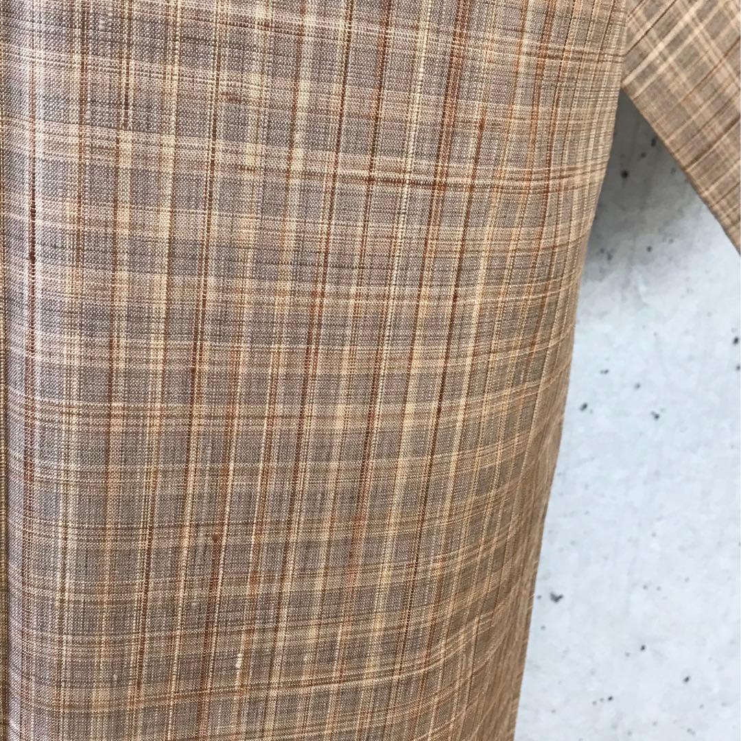 正絹　風合いのある上質な紬お着物　格子柄　袷