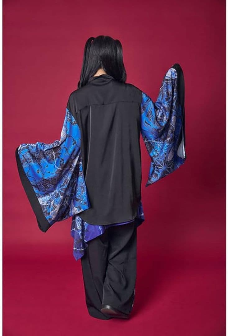 サイコネーション 蝶振袖 和洋折衷シャツ 46 黒 青 地雷 サブカル