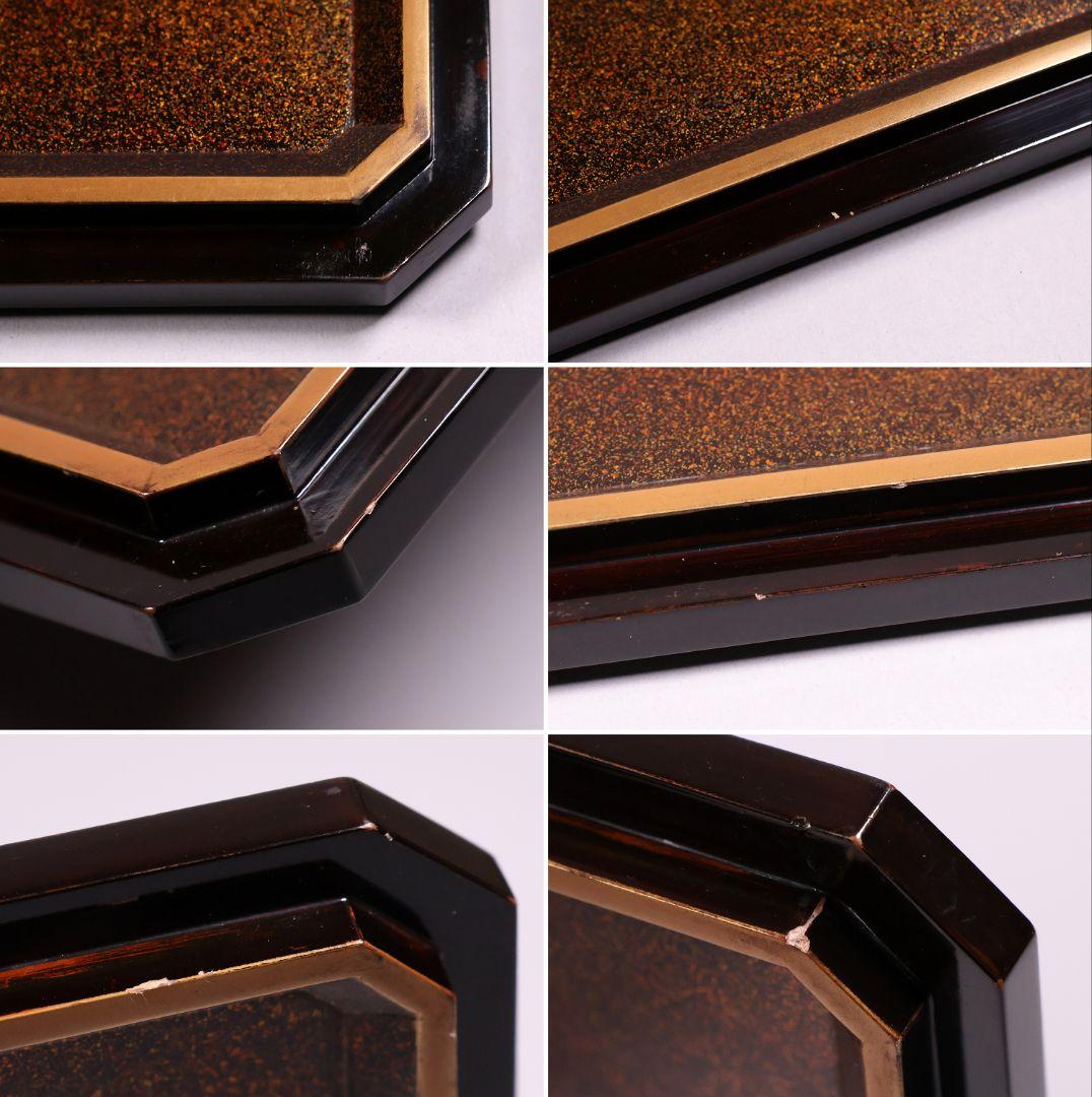 MA523 時代木製漆器 花ちらし金蒔絵 梨地 饅羹重 饅頭箱 菓子重 菓子器