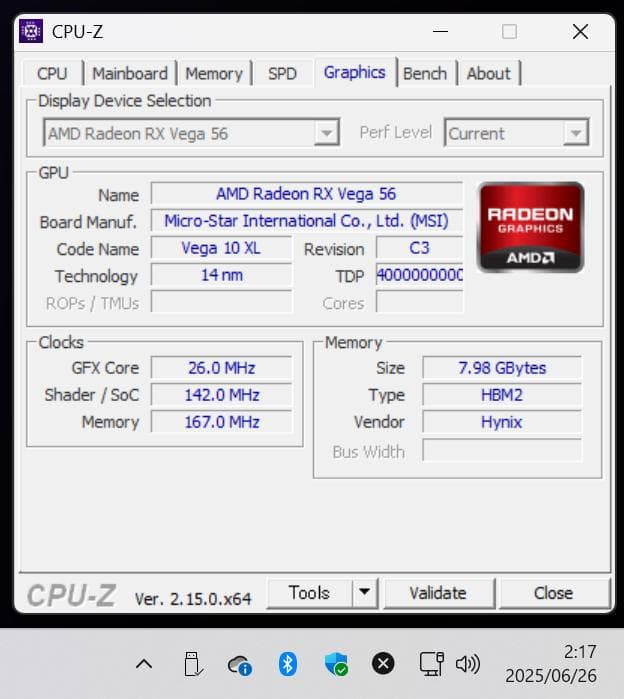 【動作確認済】MSI Radeon RX Vega 56 8G OC