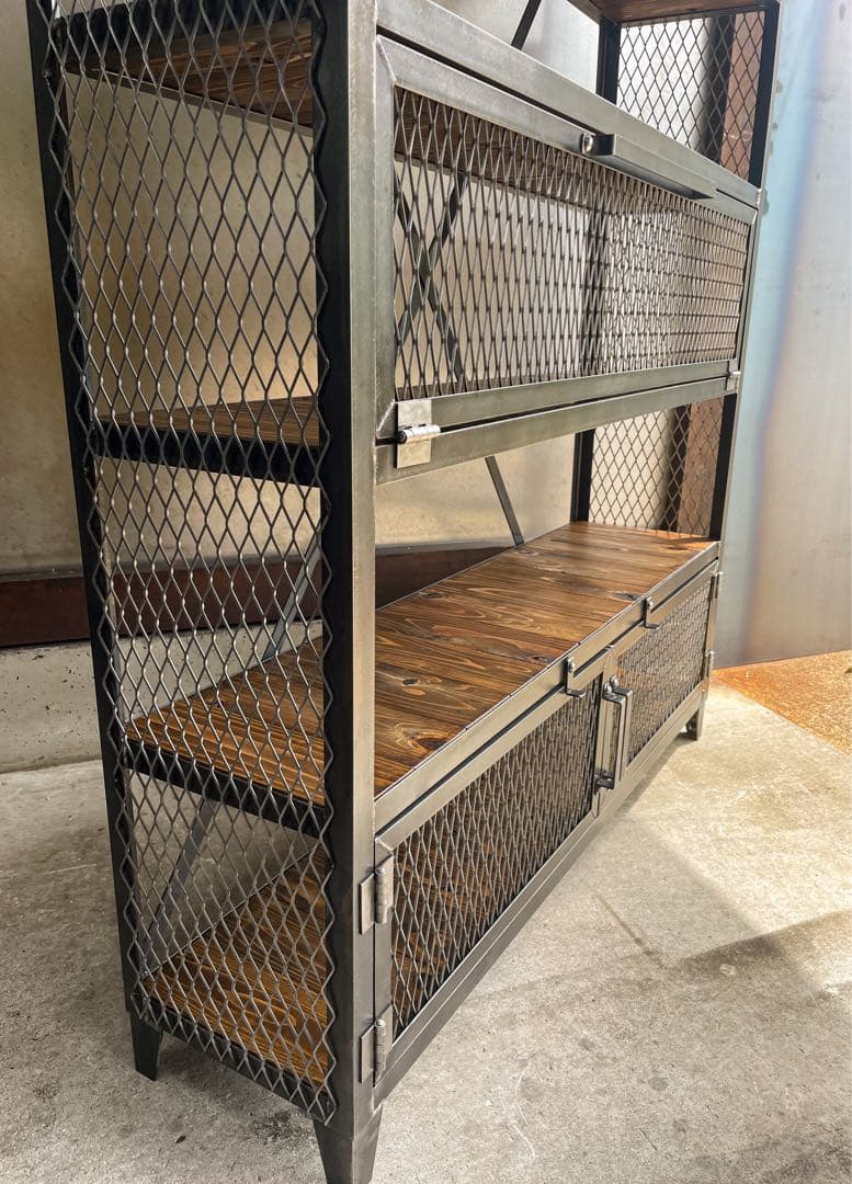 アイアンシェルフB［ワイド］ アイアン家具　キャビネット　コレクションケース