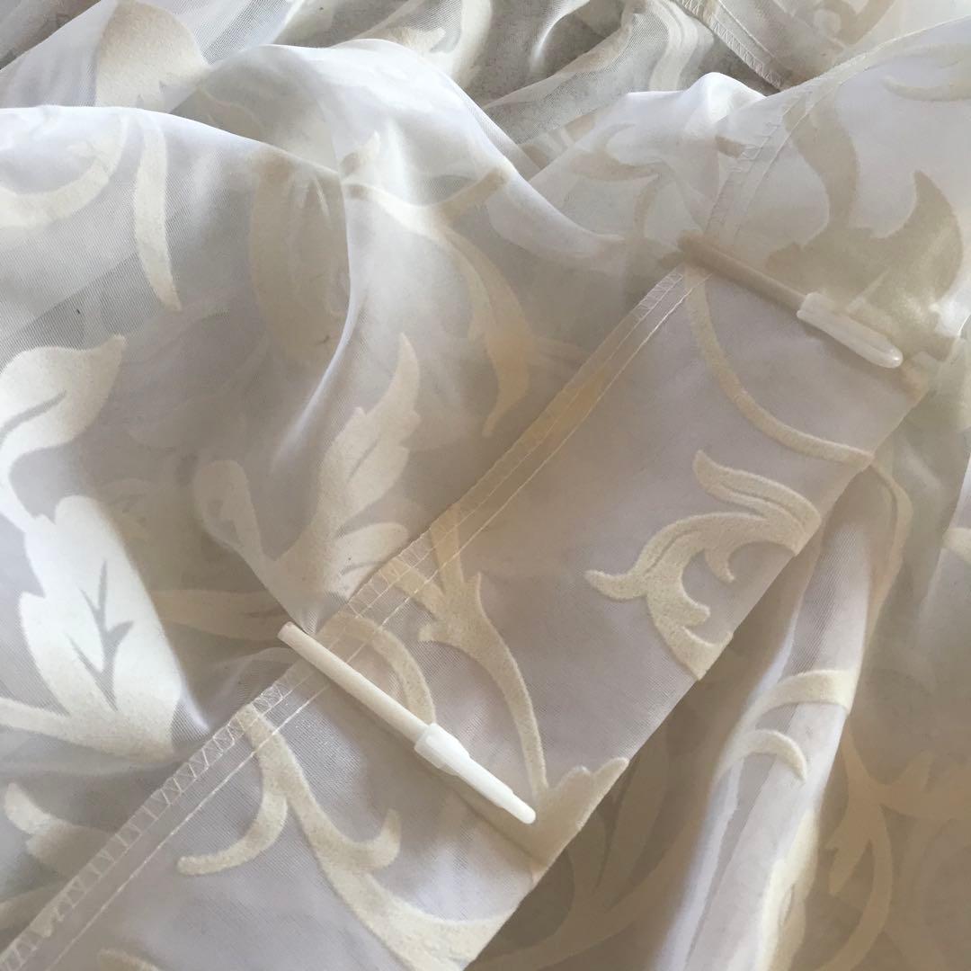 レースカーテン　幅200cm×丈198cm2枚 花柄