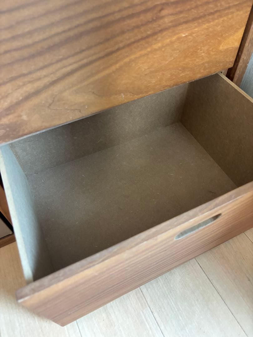 【送料込・無印良品】スタッキングシェルフ ウォールナット ５段×２列 引出し3個