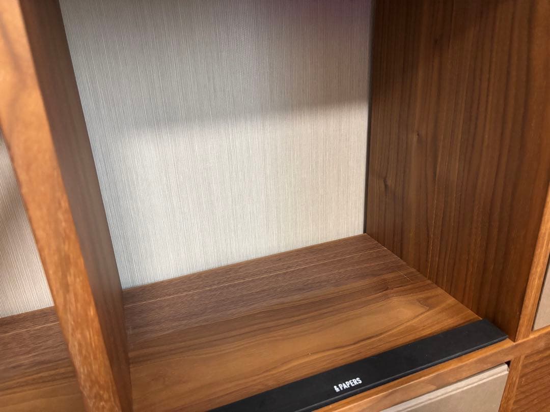 【送料込・無印良品】スタッキングシェルフ ウォールナット ５段×２列 引出し3個