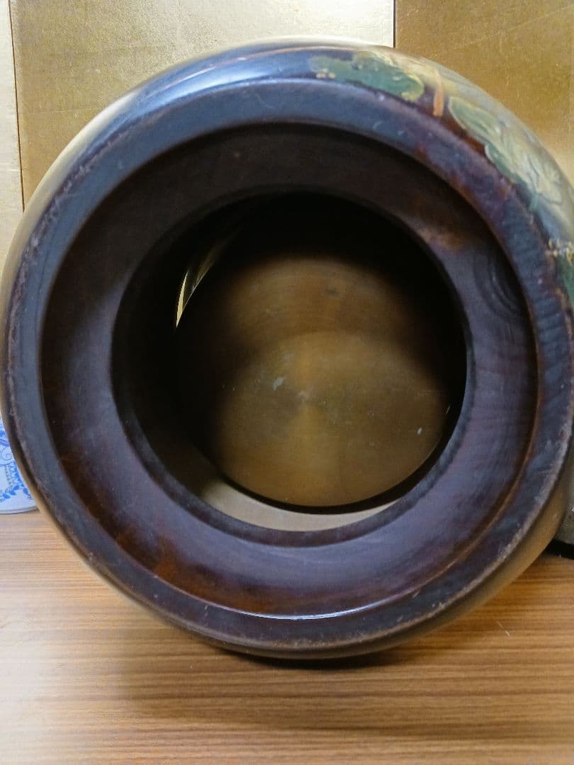 『超美品』火鉢　けやき　高級 蝶々　蒔絵　アンティーク　雑貨　骨董　古民具　加賀