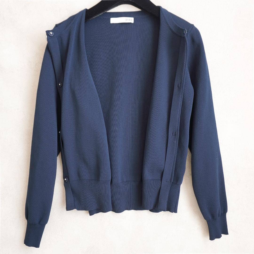 未使用級✨️ JENNE リッチビジューニットカーデ ネイビー S 上品 華やか