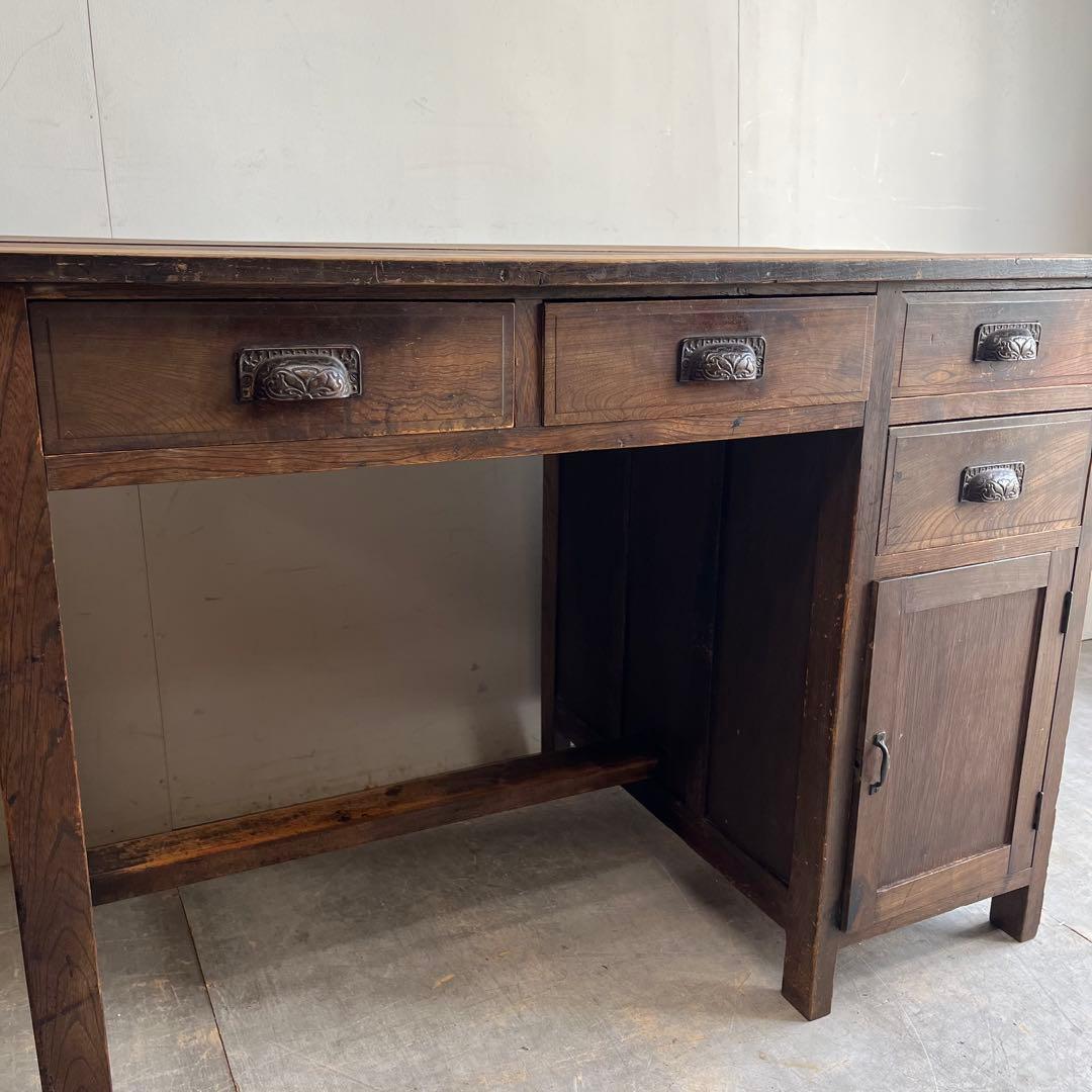 アンティーク 片袖机 デスク テーブル 昭和レトロ z483