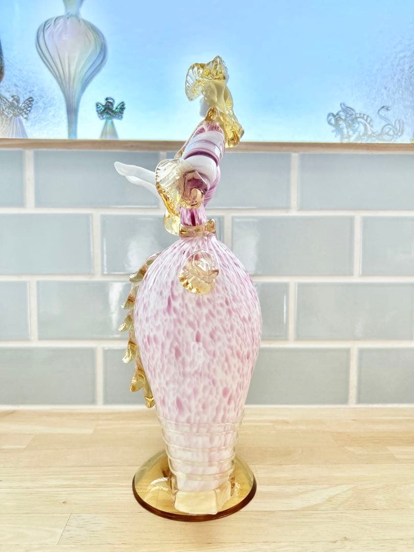 ベネチアン ガラス murano ムラーノ 貴婦人 ドール オブジェ ピンク 桜