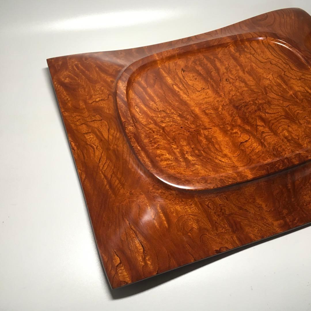 欅シカメ玉斑杢　四方盛器