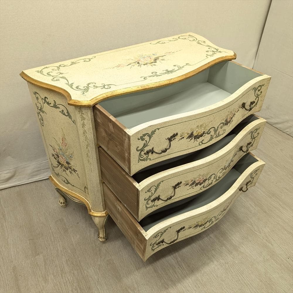 イタリア製　猫脚　リビングチェスト　ドロワー　チェスト　タンス　ペイント　A