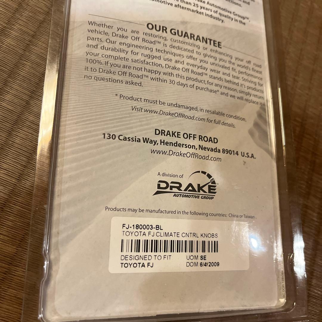 FJクルーザー　ドレイクオフロード　エアコンノブ パッケージ付き　アルミ製