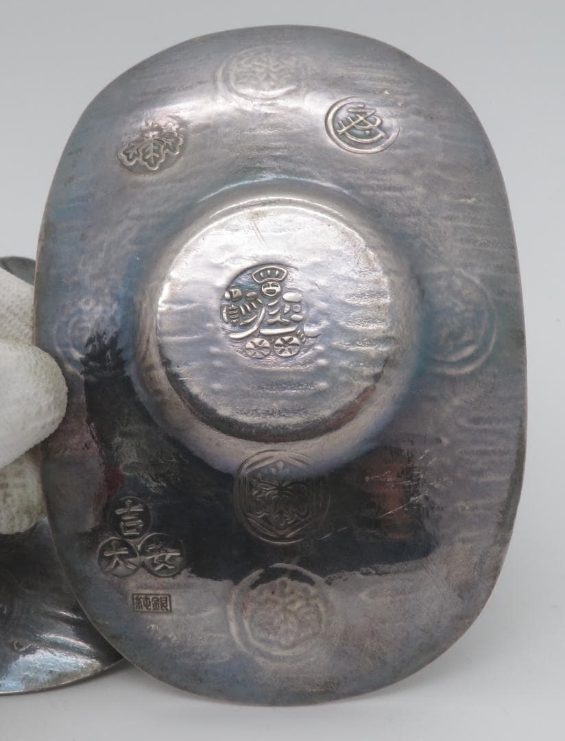 純銀 刻印入り 大判小判型 茶托 煎茶 道具 銀杯骨董品　重さ378g