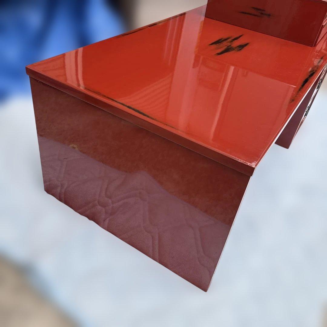 根来塗　島安汎工芸　木製文机　朱塗　昭和レトロ　古民具　学習机