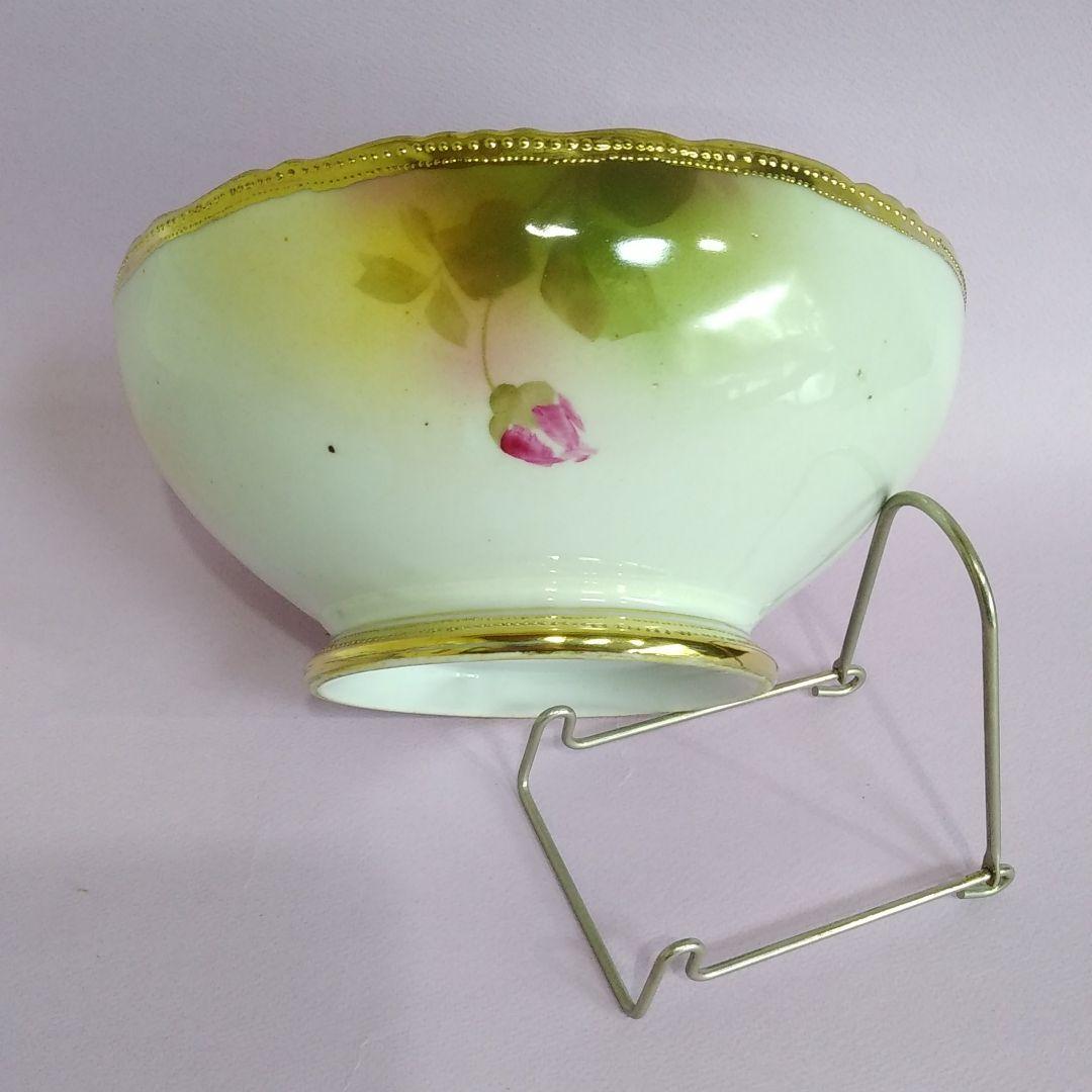 希少 オールドノリタケ メイプルリーフ 白薔薇 パンチボール