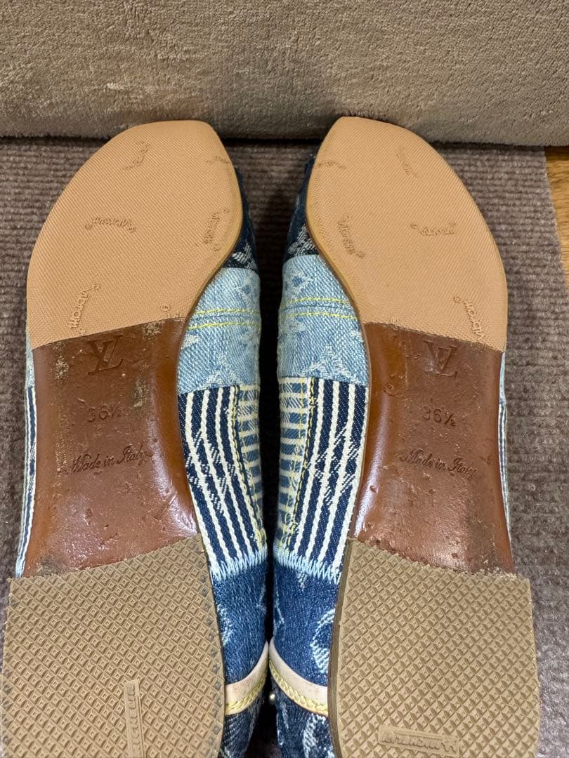 ルイヴィトン　デニムロゴフラットシューズ 36ハーフ
