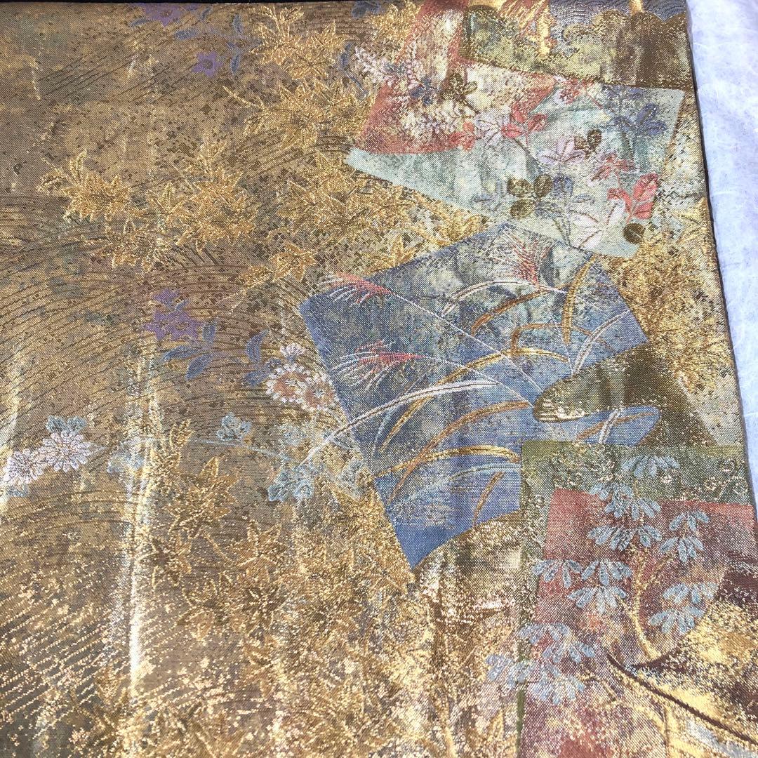 西陣織＊となみ織物　純金 純金箔　金通　袋帯　王朝の雅　証明書あり