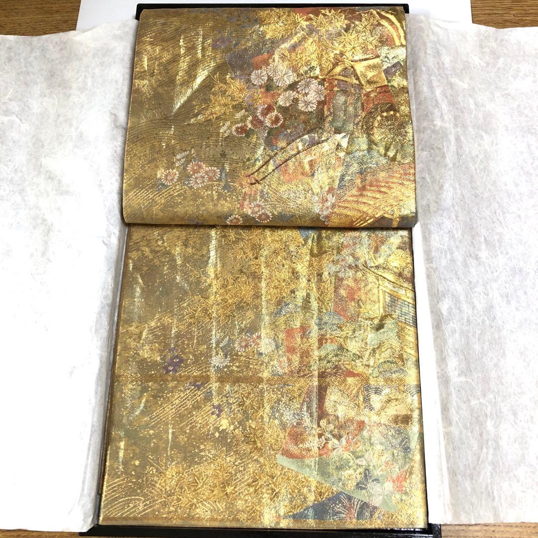 西陣織＊となみ織物　純金 純金箔　金通　袋帯　王朝の雅　証明書あり