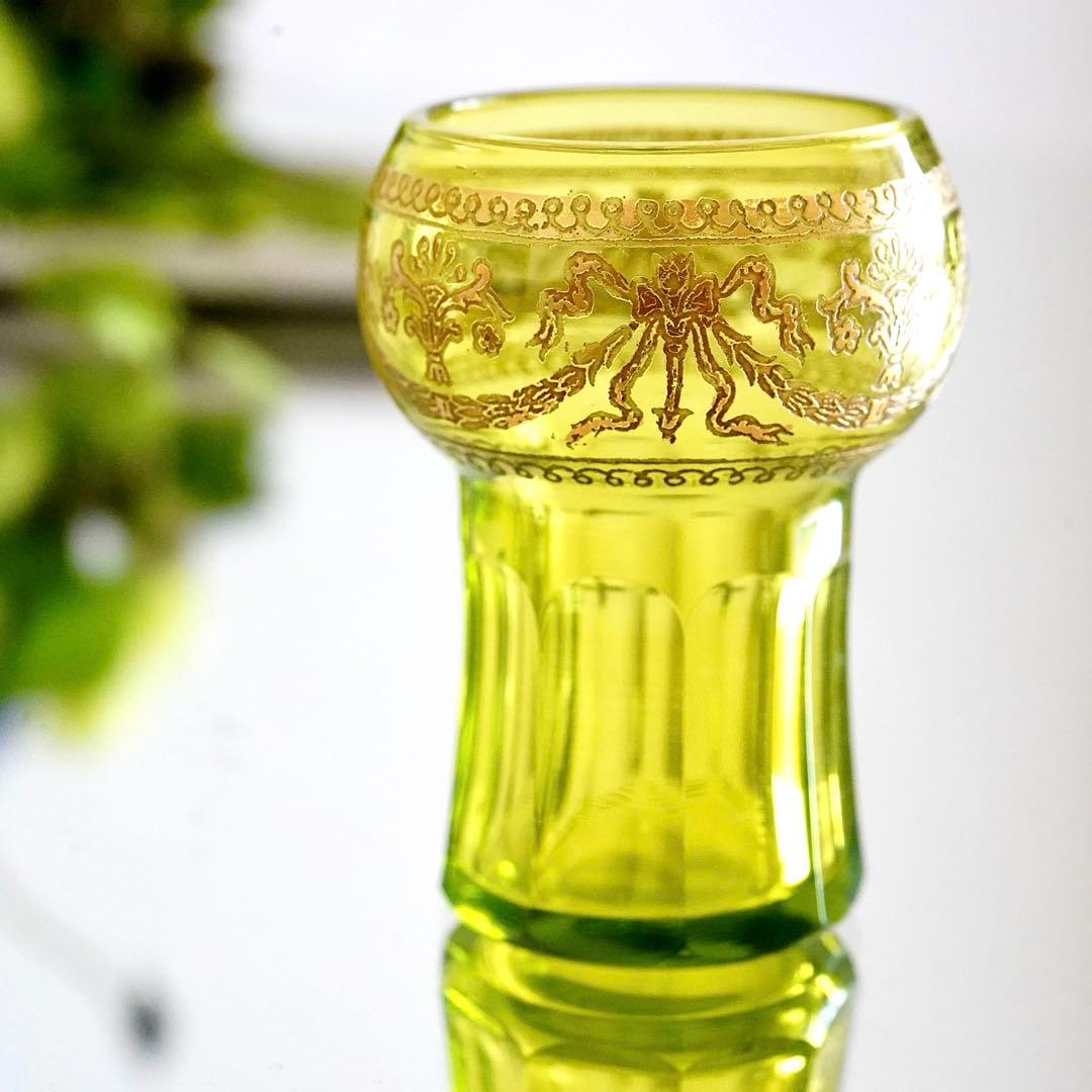 華麗なるオールド サンルイ★282 金彩★グリーン★リキュール ショットグラス