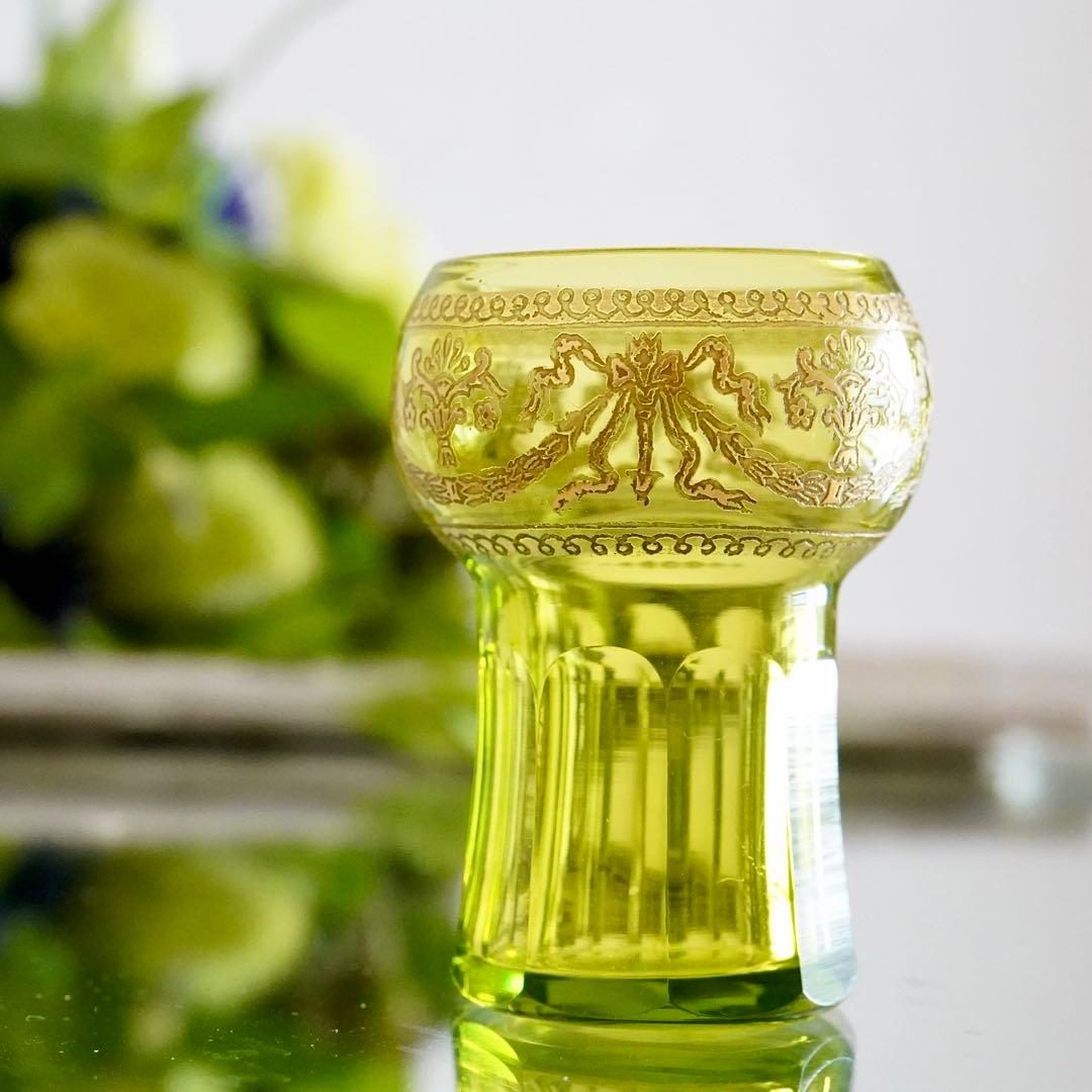 華麗なるオールド サンルイ★282 金彩★グリーン★リキュール ショットグラス