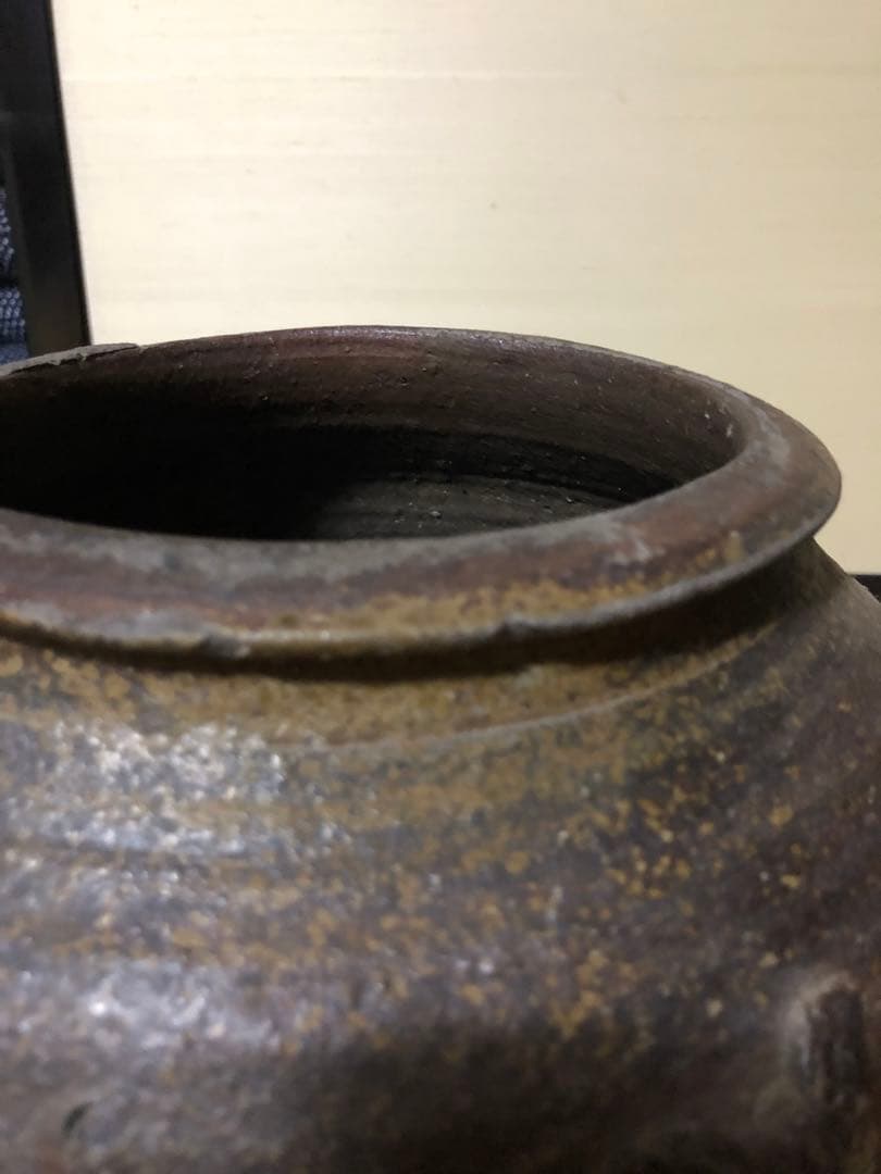 どっしり迫力ある時代物の越前焼きのニ耳種壺検古民具古道具骨董民芸花器