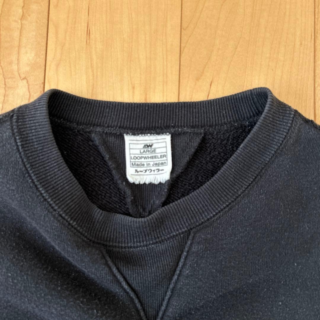 LOOPWHEELER LW01 丸胴吊り編みクルースウェット ブラック