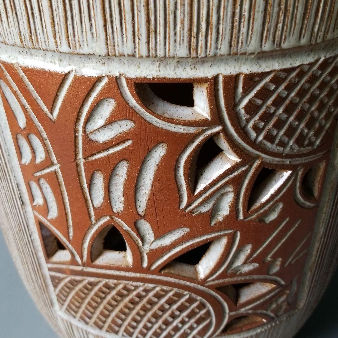 信楽焼傘立て  大容量❗ひまわり彫 高さ４７cm