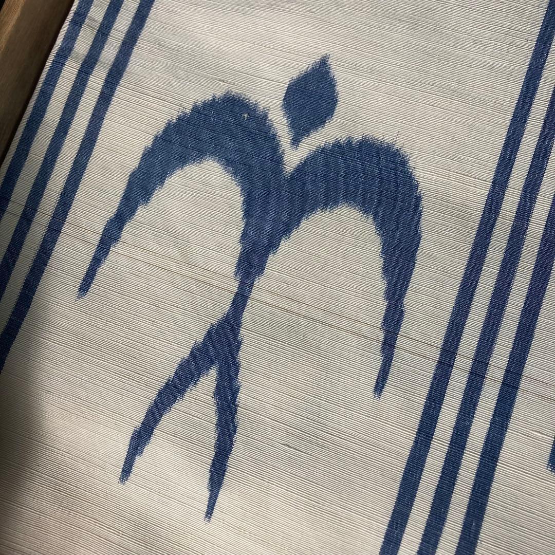 ZF-1343 袋帯 琉球絣 紬 燕 市松 美品 正絹 全通 お洒落