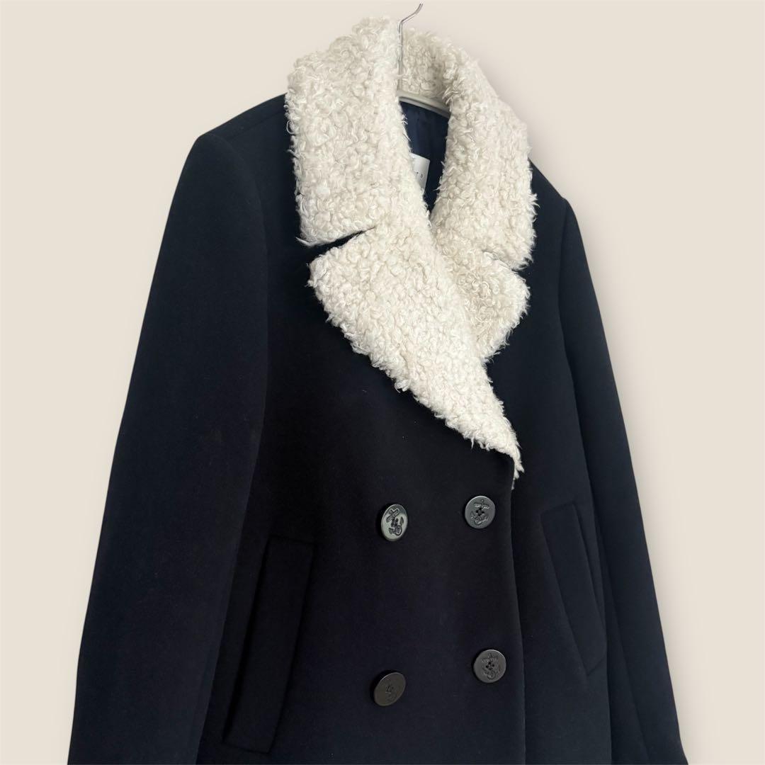 sandro PARIS サンドロ　ボアPコート　ネイビー　36