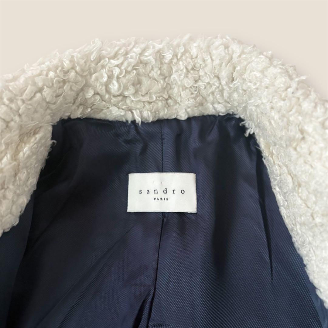 sandro PARIS サンドロ　ボアPコート　ネイビー　36