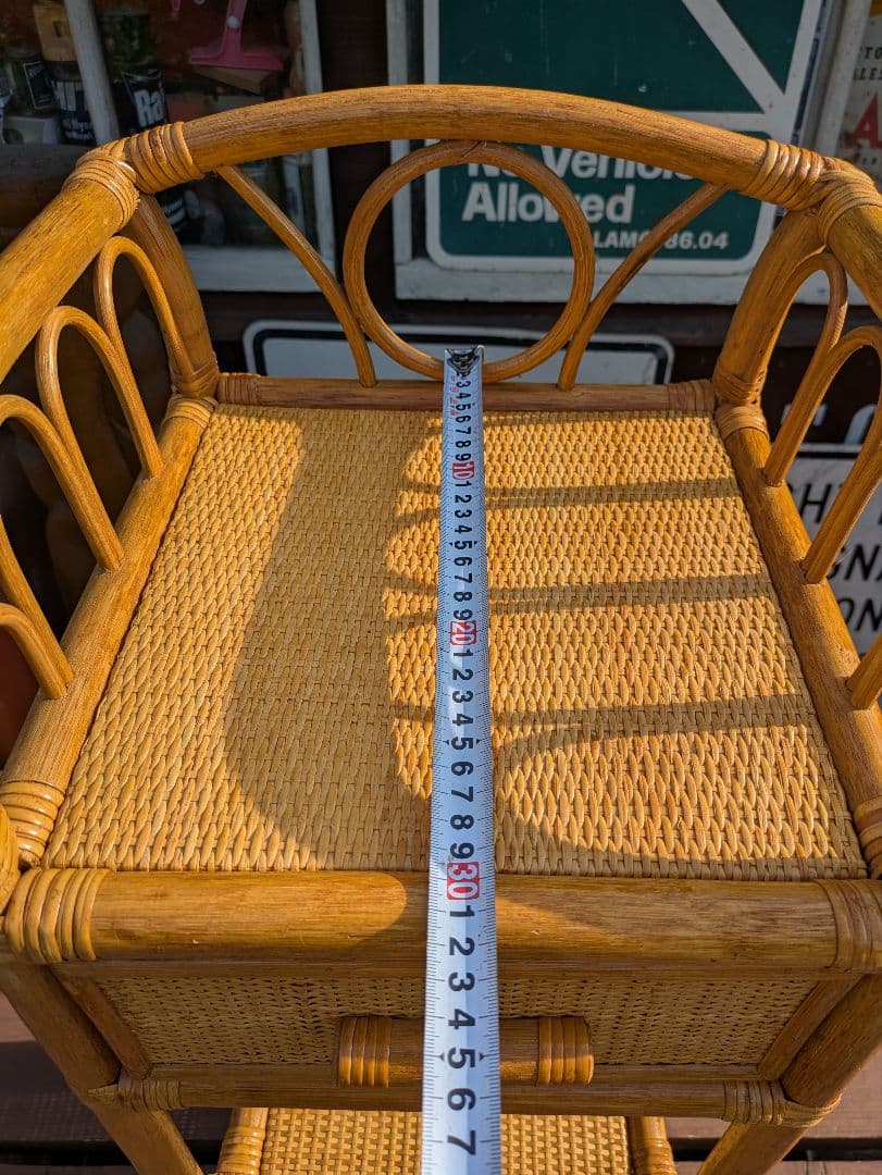 オールドラタンシェルフ 飾り棚 籐 ラタン製 3段シェルフ 引き出し付き　家具