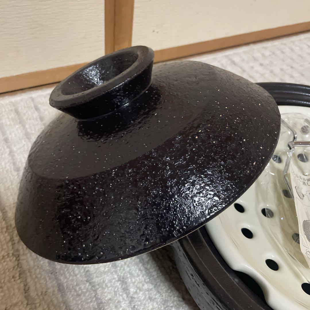 【新品】長谷園　IH対応　ヘルシー蒸し鍋 黒