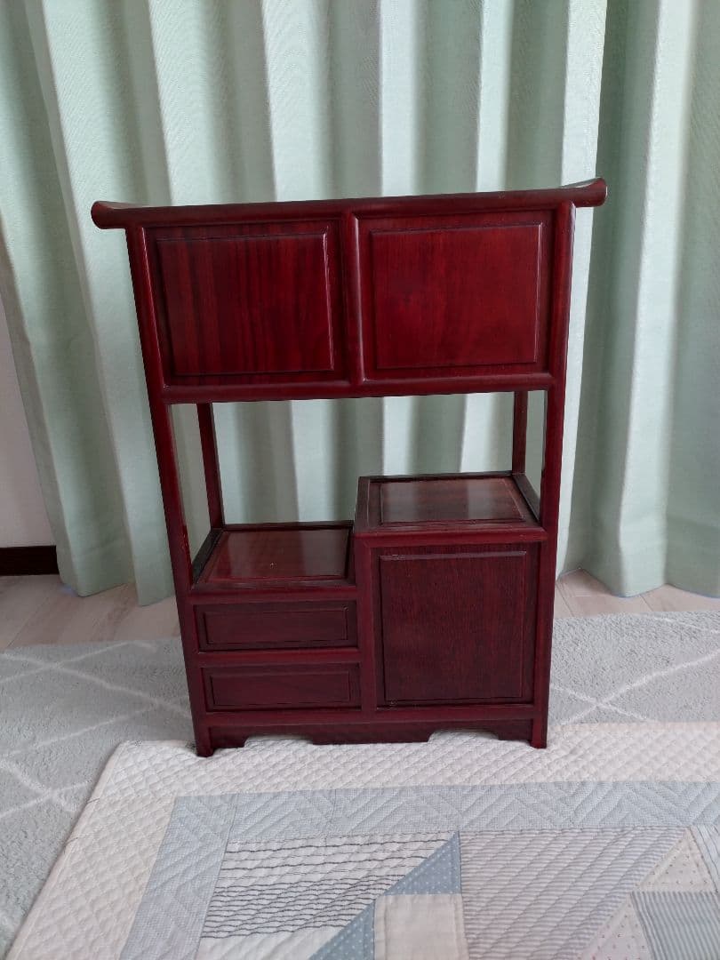 家具調ミニ茶箪笥木製オープンシェルフ 引き出し付き