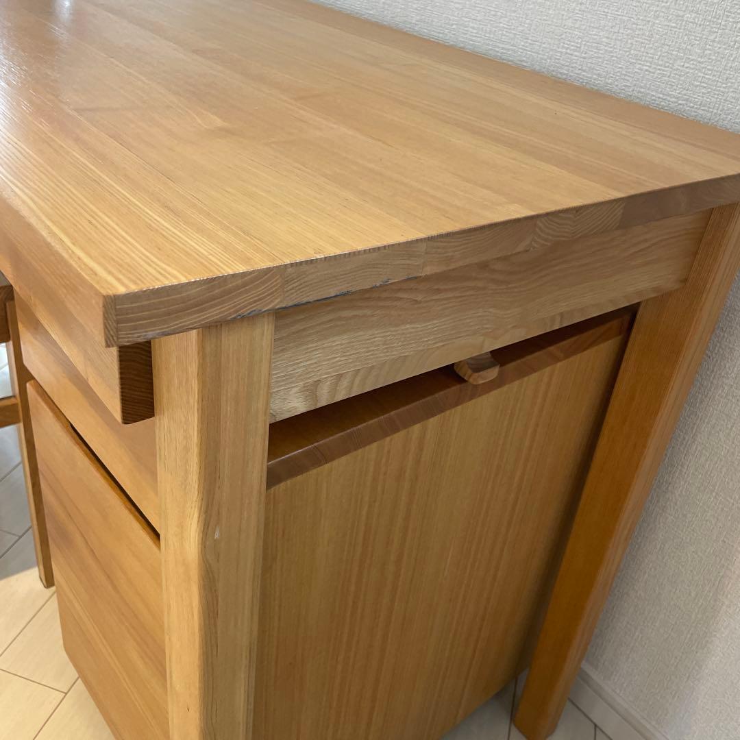 【引取り限定】無印良品 木製デスク チェア キャビネット 3点セット