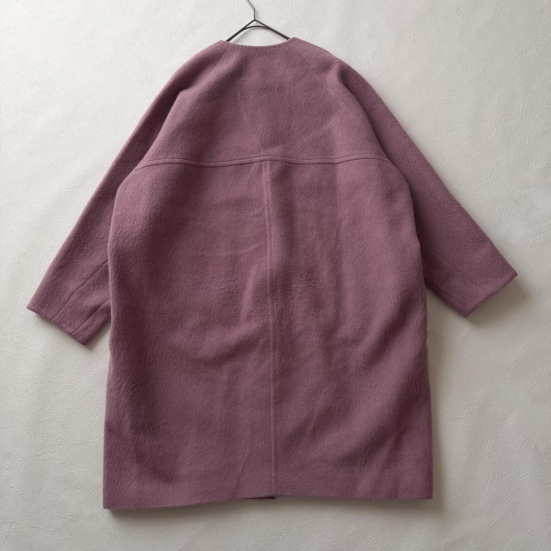 美品 ルーニィ ウールアルパカノーカラーコクーンコート 近年 ピンク Lサイズ