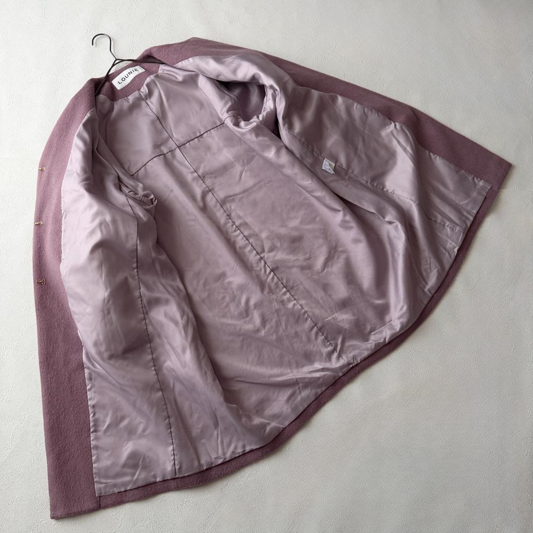 美品 ルーニィ ウールアルパカノーカラーコクーンコート 近年 ピンク Lサイズ