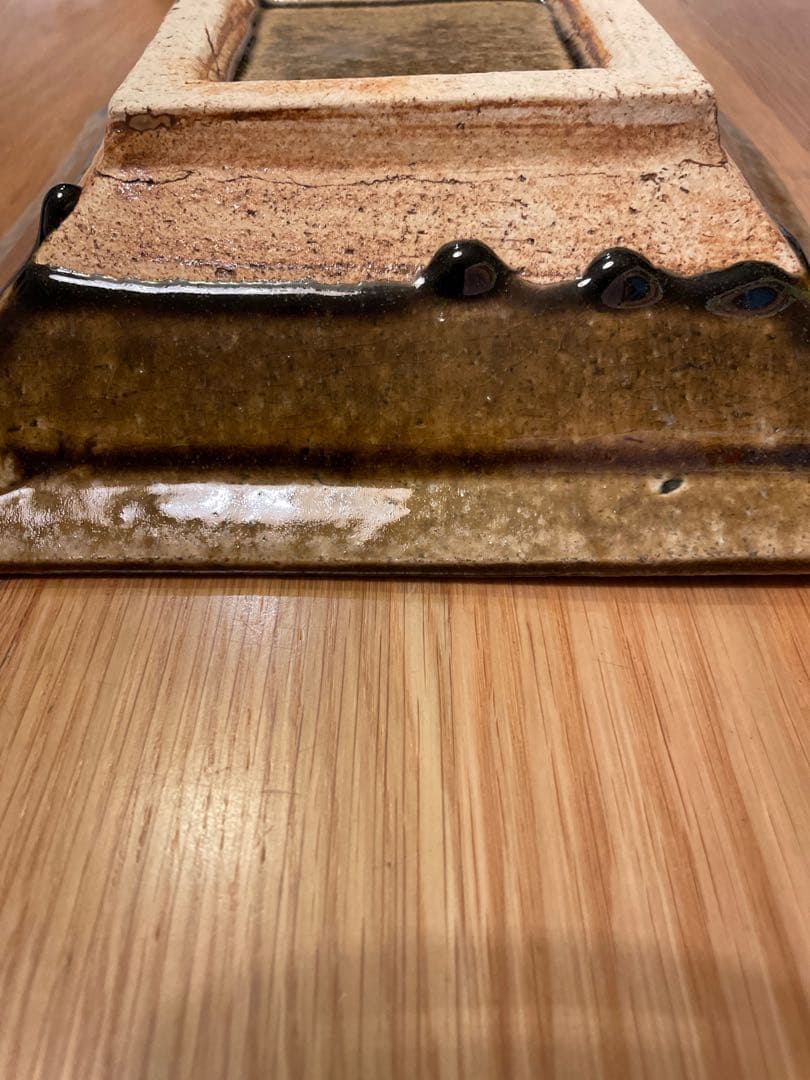 武内晴二郎 作　飴釉白流掛角鉢　民藝　民芸　沖塩朋樹　柚木沙弥郎　倉敷堤