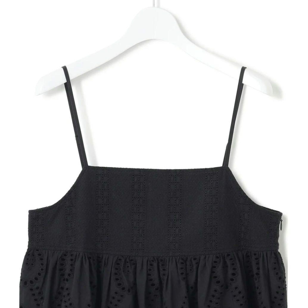 新品 23区【洗える】コットンエンブロイダリー キャミソール 44 ブラック系