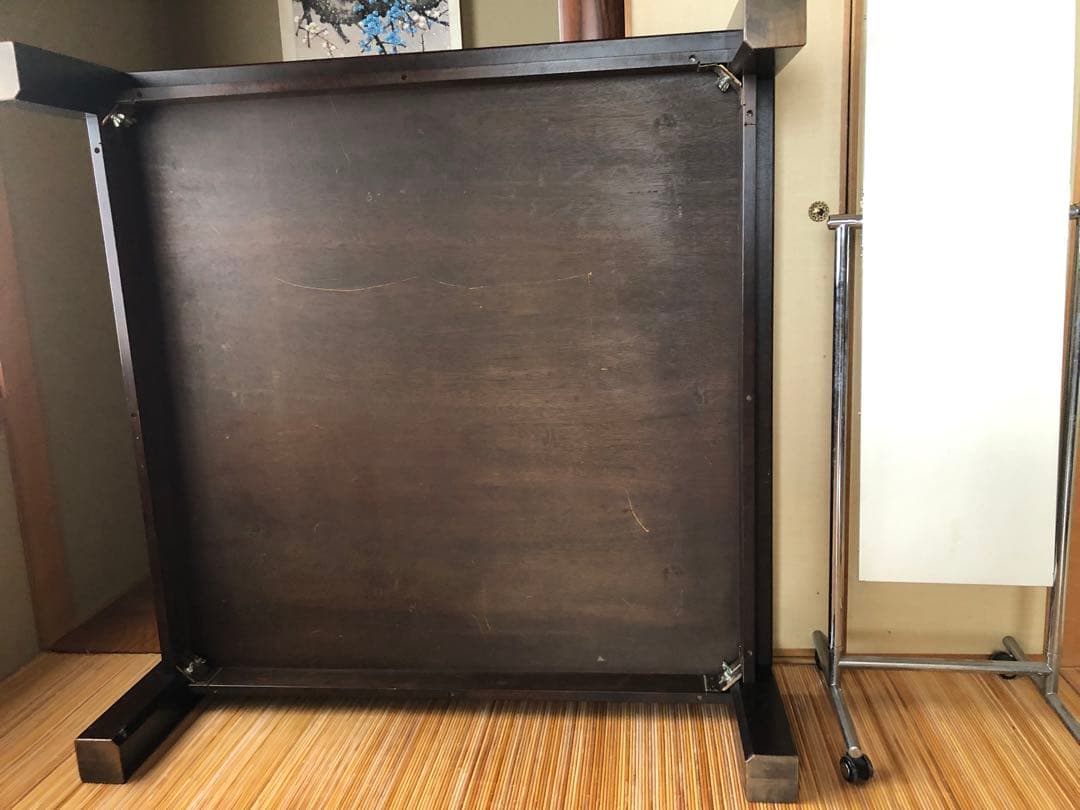 和モダン　テーブル　座卓　1.2M 正方形　濃茶