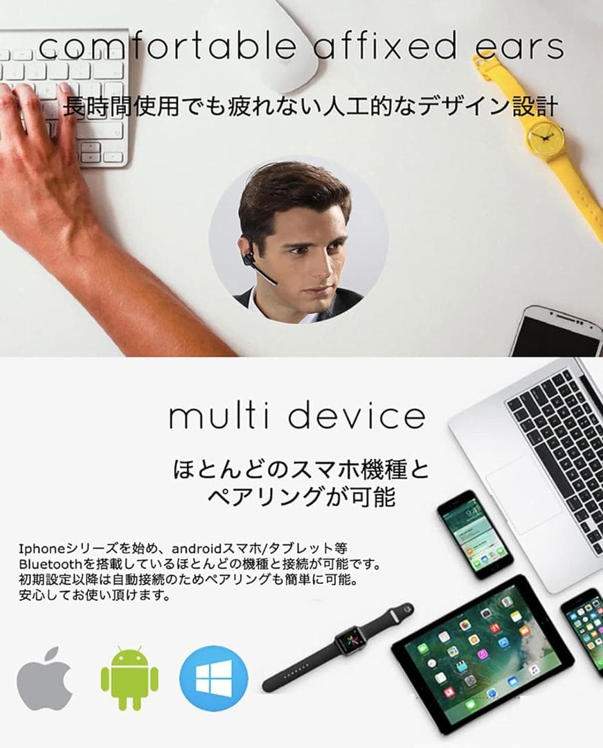 Bluetooth 5.0 ヘッドセット ノイズキャンセリング