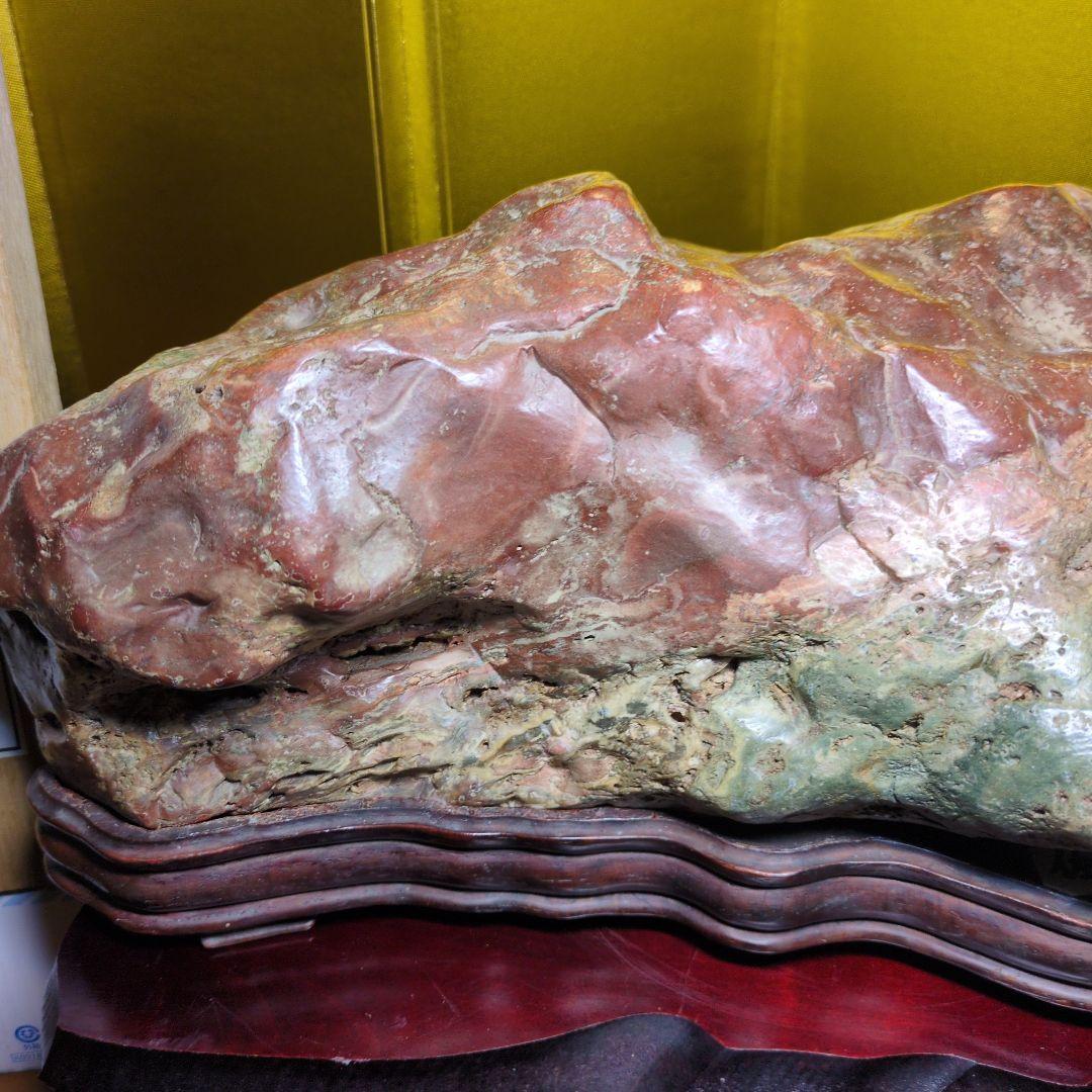 佐渡赤玉金鉱石 約6.4kg 天然石 自然石 鑑賞石 木製台座付 超希少 レア