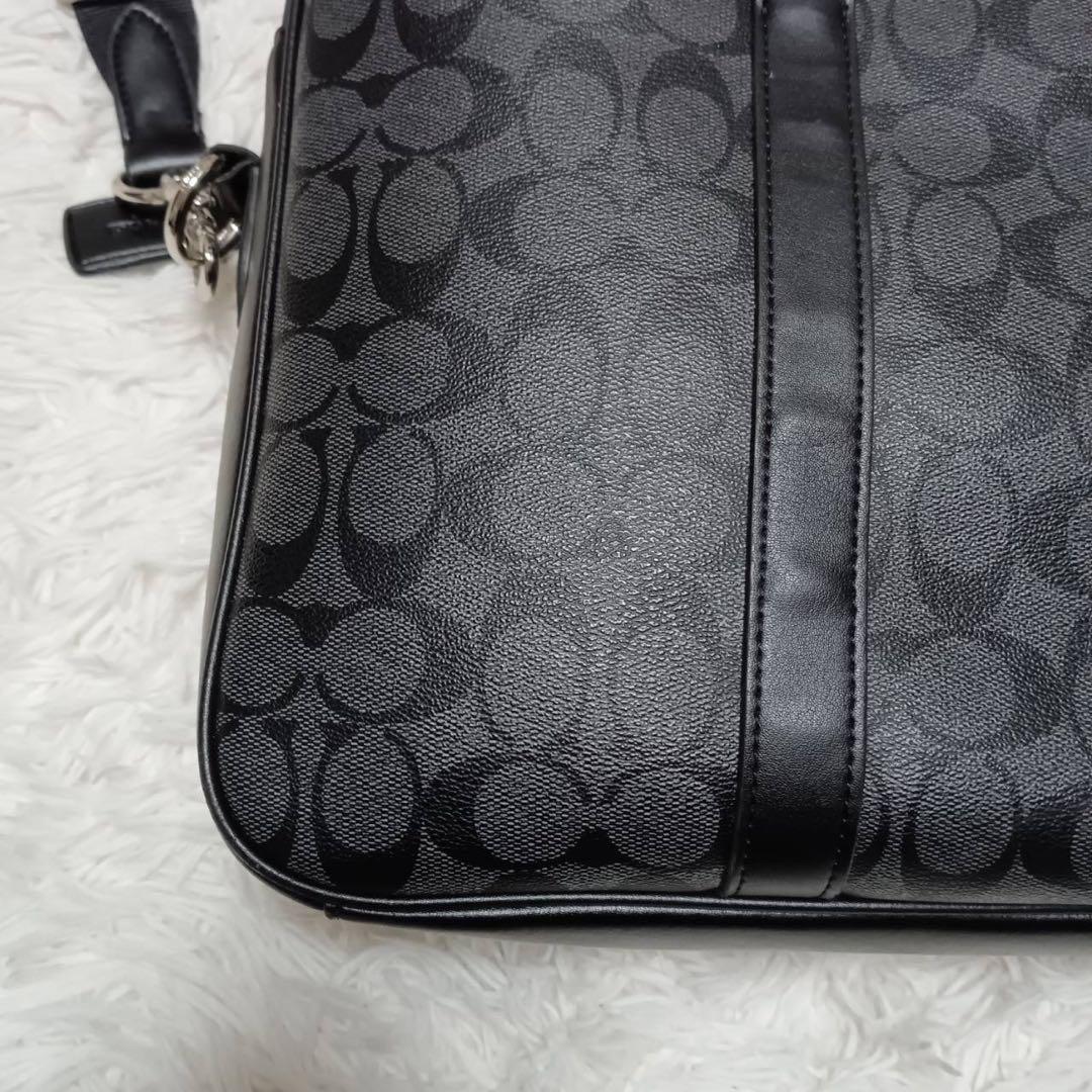 【美品】COACH シグネチャー PVC ブリーフケース ブラック 2way