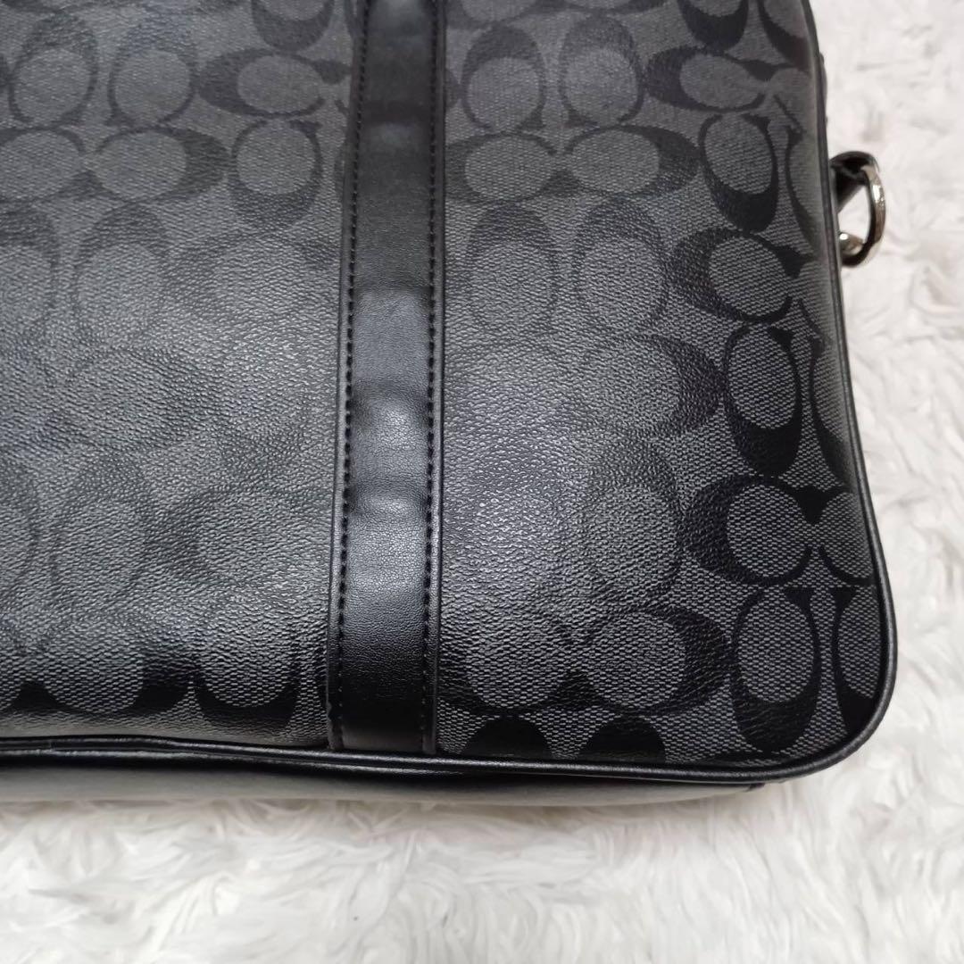 【美品】COACH シグネチャー PVC ブリーフケース ブラック 2way